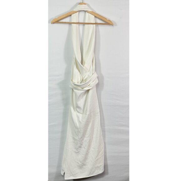 Reiss Piper Halter Neck Wrap Midi Hollow Back Midi Dress White EU 42/ US 10 - Picture 5 of 11